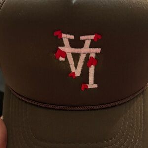 Brown Cap with Heart Embroidery